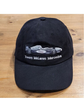 Vintage Team Mclaren Mercedes Hat F1 Race Car Black Mika West EP Y2K 90s